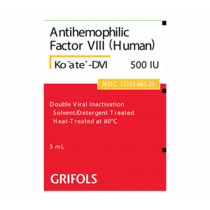 KOATE - DVI 500 IU HUMAN ANTIHEMOPHILIC FACTOR ( BLOOD COAGULATION FACTOR VIII ) IV 5 ML VIAL